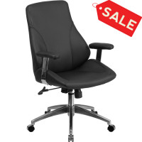 Flash Furniture BT-90068M-GG Mid-Back Black Leather Executive Swivel Office Chair